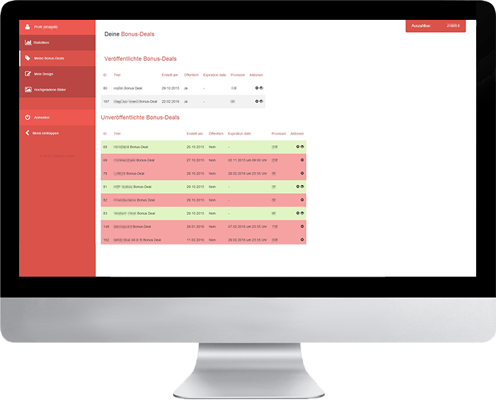 Bonus-Deals verwalten